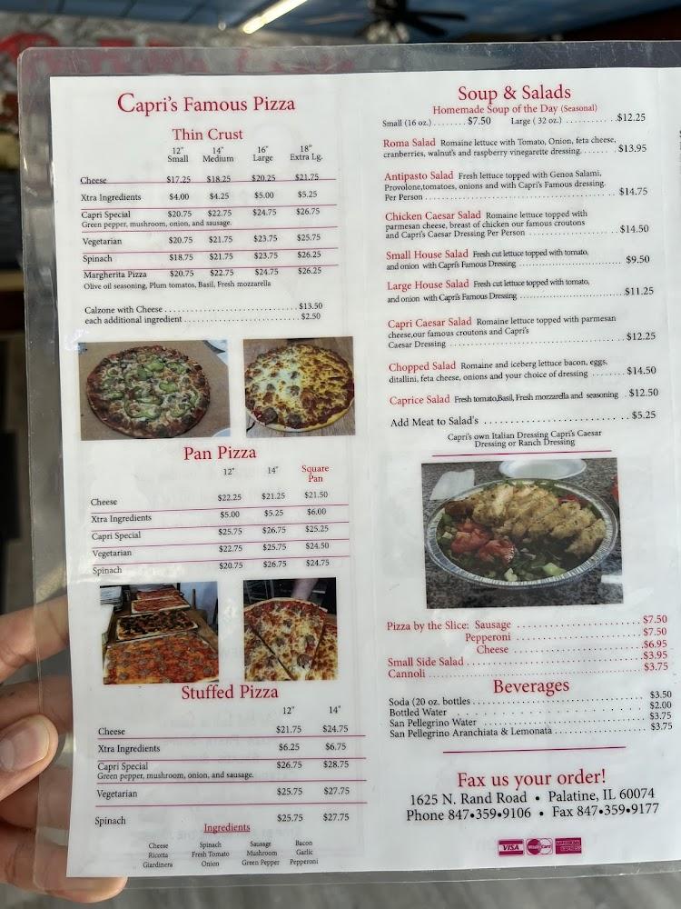 Capri Deli & Pizza In Palatine Menu image 1